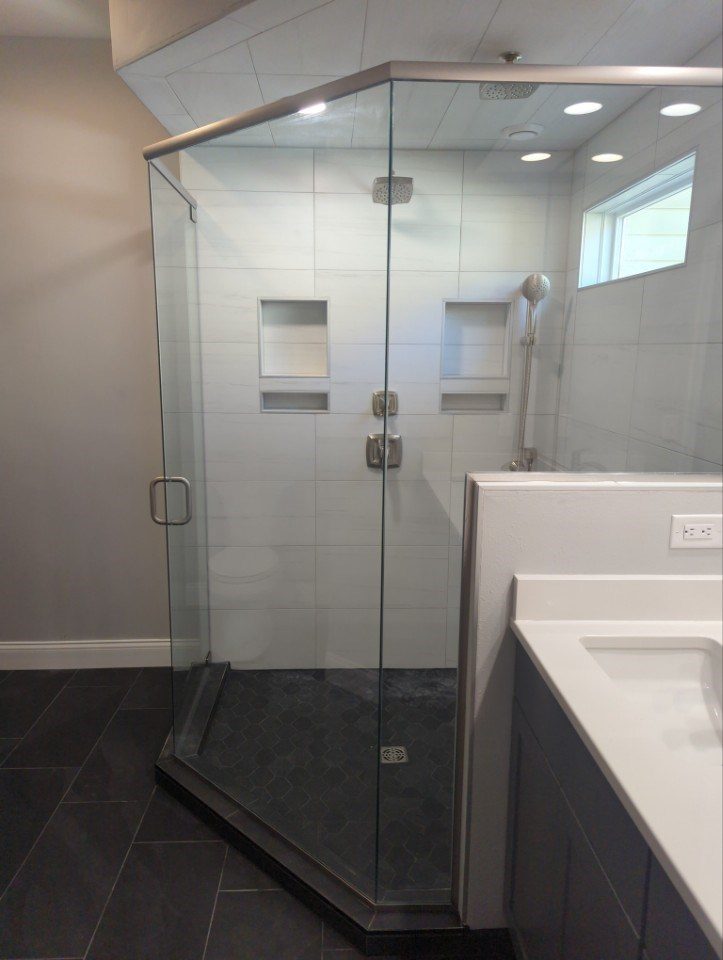 Custom glass shower enclosure