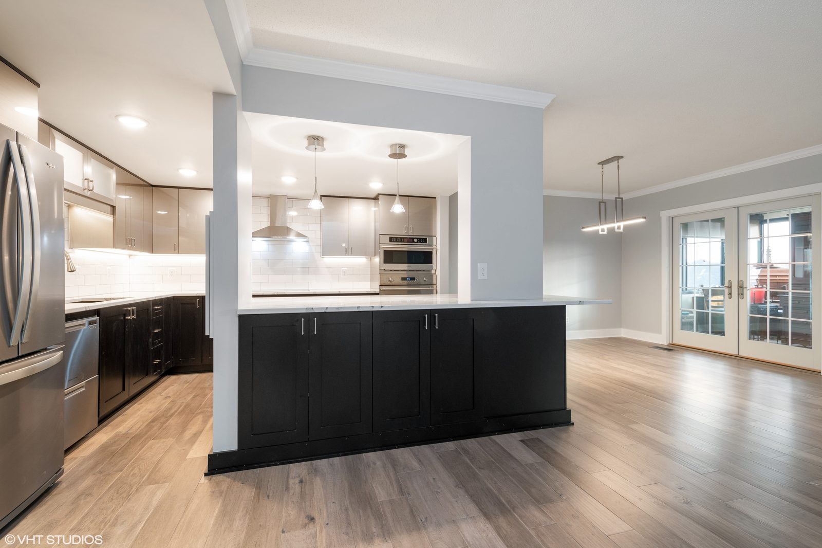 Modern condo kitchen remodel with subway tile