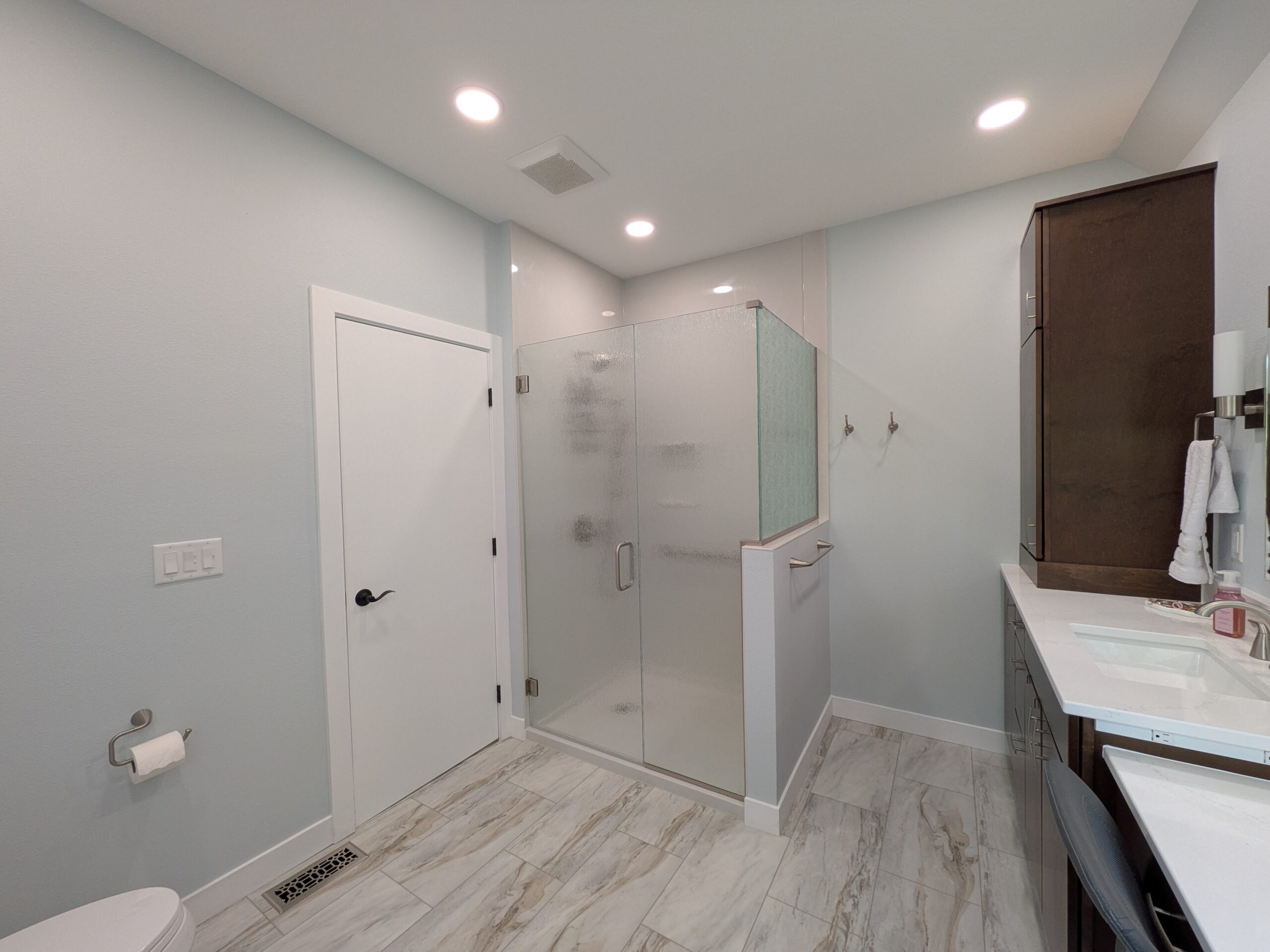 New quartz vanity after the remodel